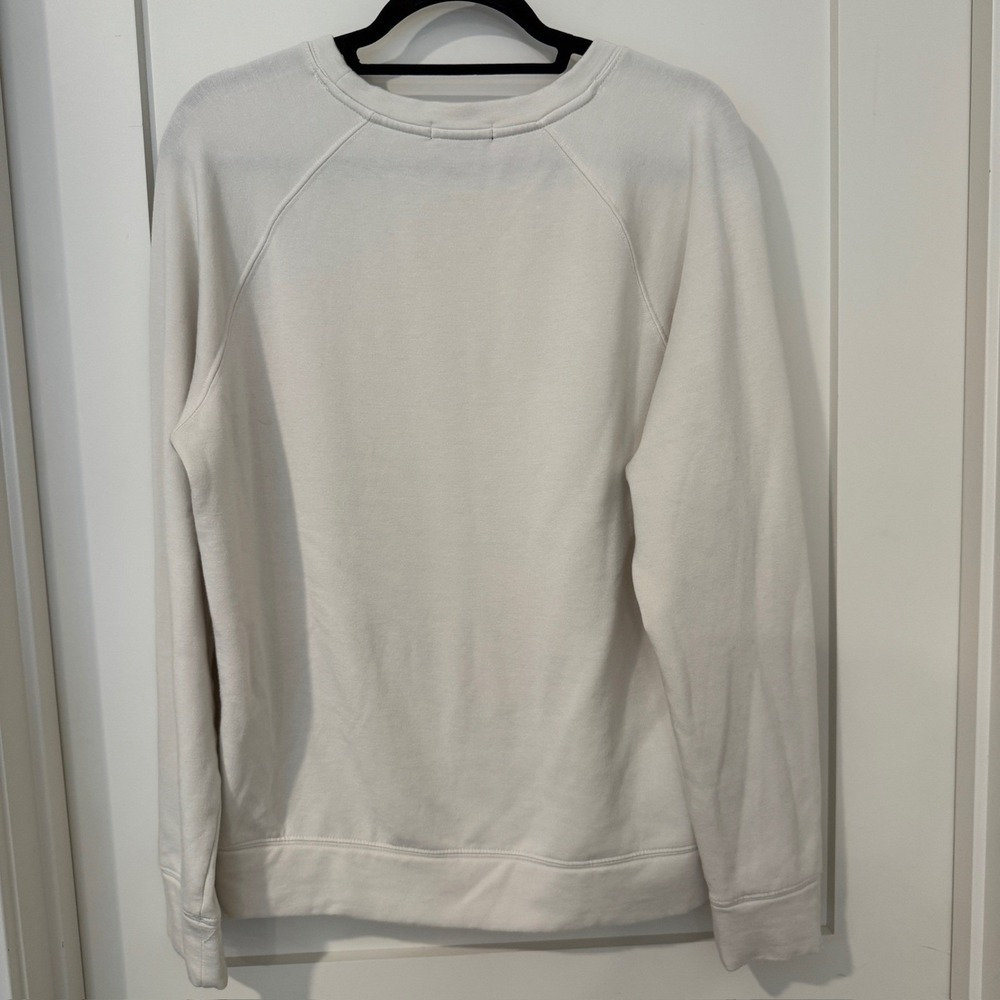 Quince SuperSoft Fleece Crew Sweatshirt Off White Raglan Sleeve Large LB58236
